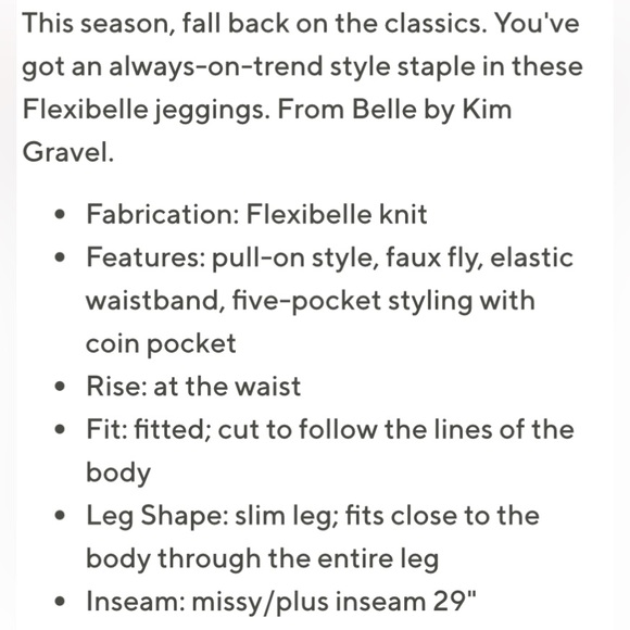 Belle by Kim Gravel jeggings jeans NWT size 32 women’s - Picture 7 of 9